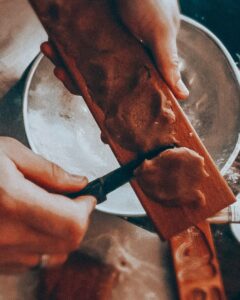 Cut away the excess dough